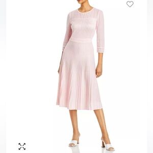 Misook Classic Knit MIDI Dress‎ Rose Petal Pink Size Small